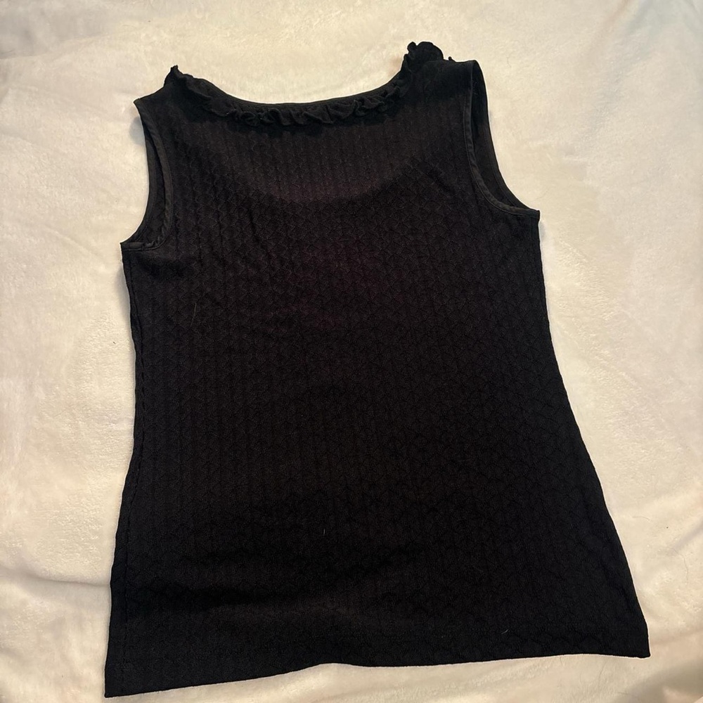 Black Ruffled Women's Top - Picture 3 of 4